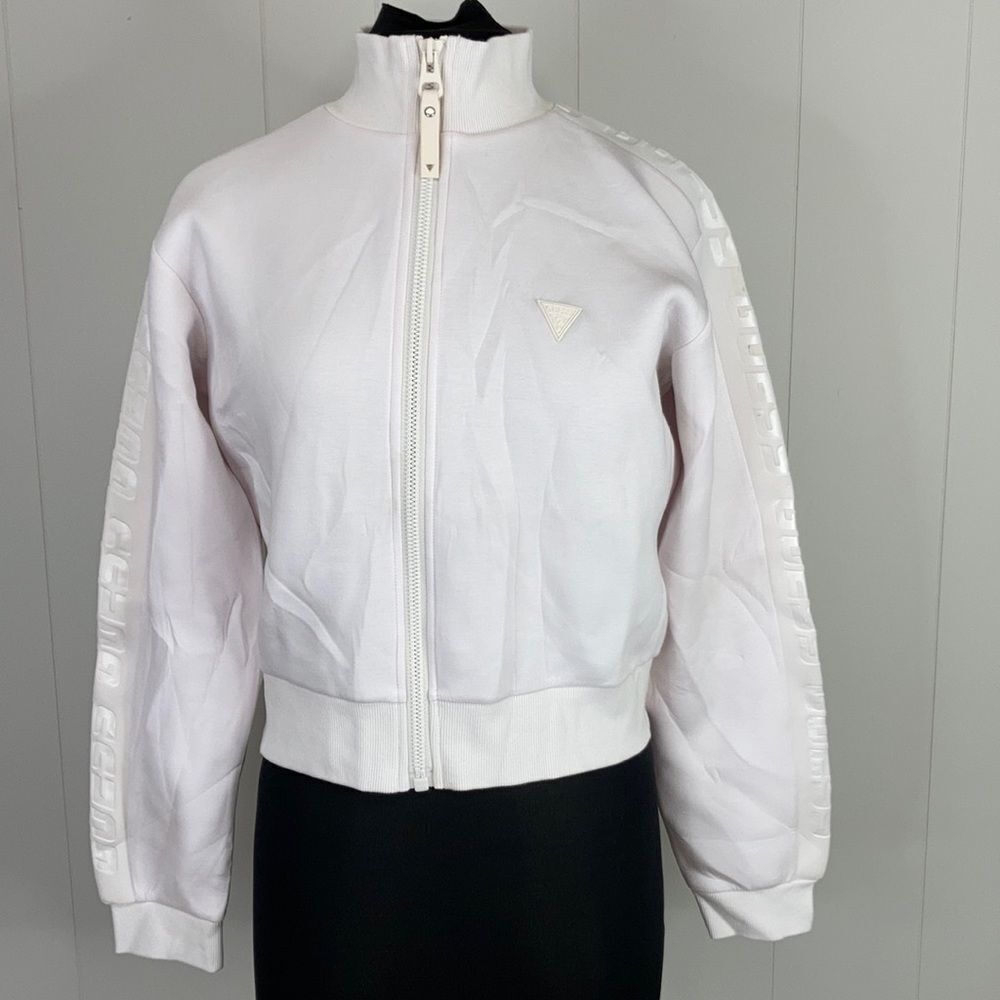 Guess Allie Logo-Striped Zippered Sweatshirt XL